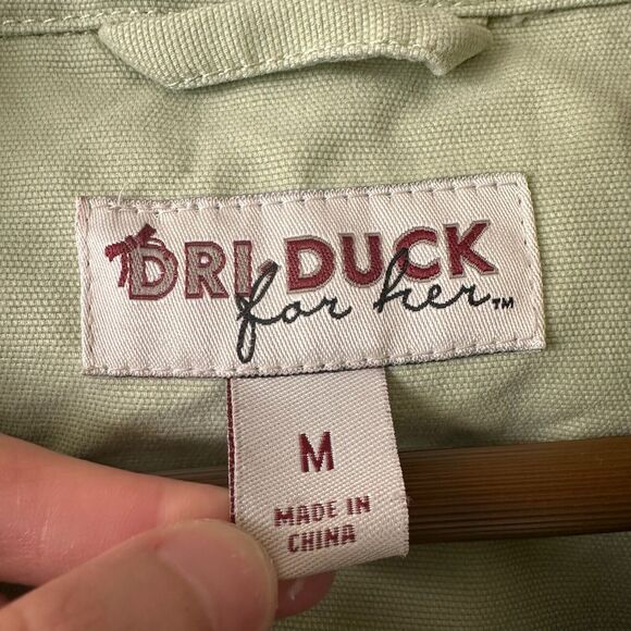 DRI DUCK FOR HER Briar Jacket Green Shacket Cotton Canvas Overshirt - Picture 9 of 14
